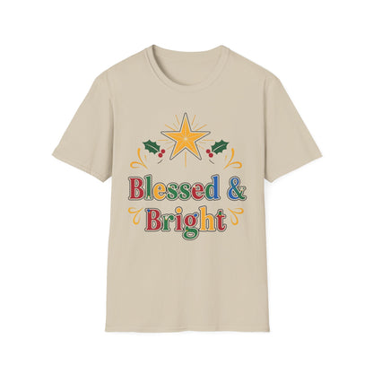 A084 - Blessed & Bright Unisex Softstyle Christian Christmas T-Shirt