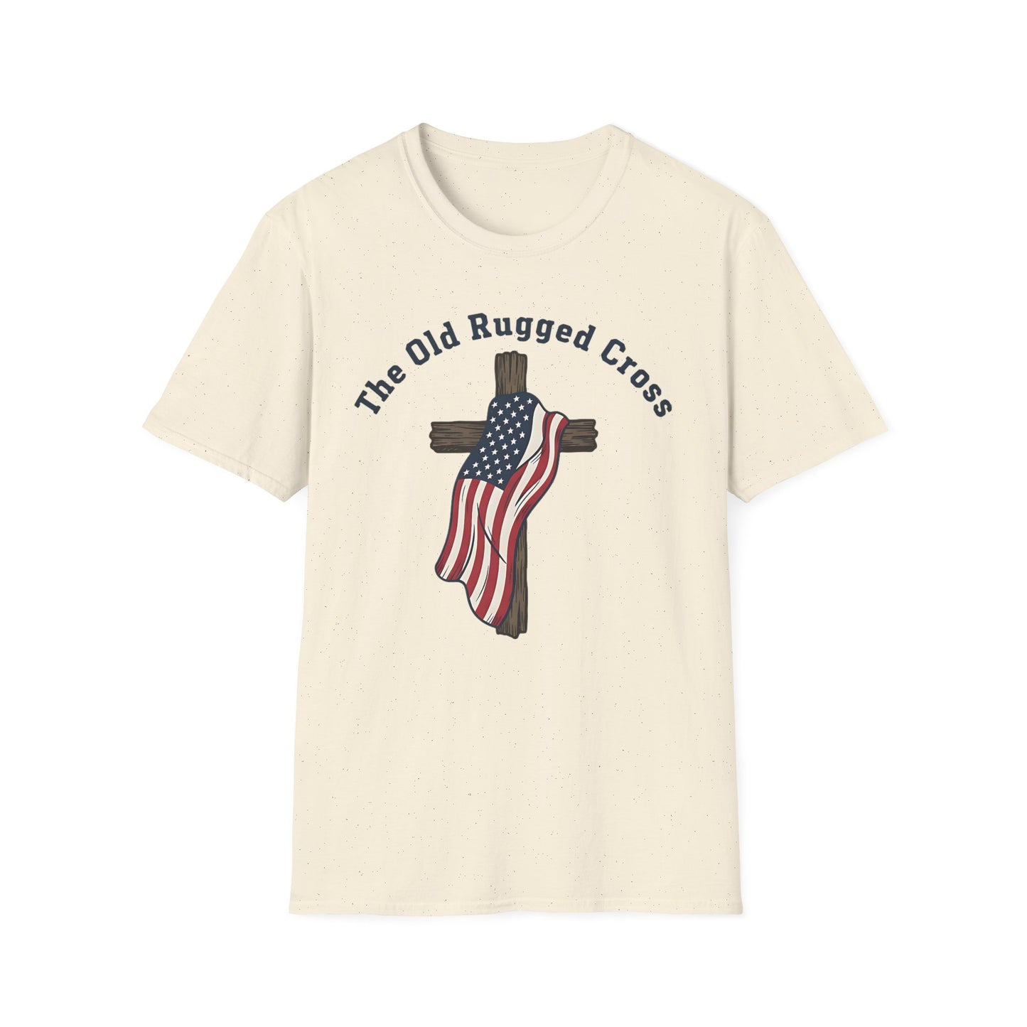 The Old Rugged Cross — American Flag-Draped Cross Christian Patriotic T‑Shirt