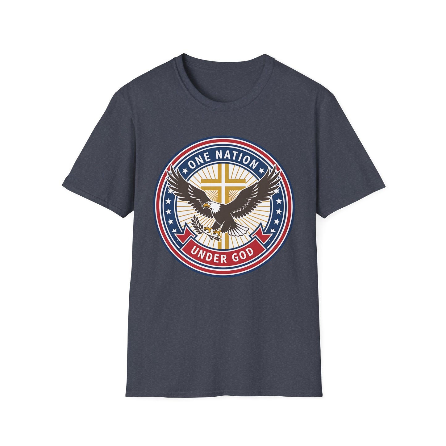 One Nation Under God Christian Patriotic Eagle Cross T-Shirt