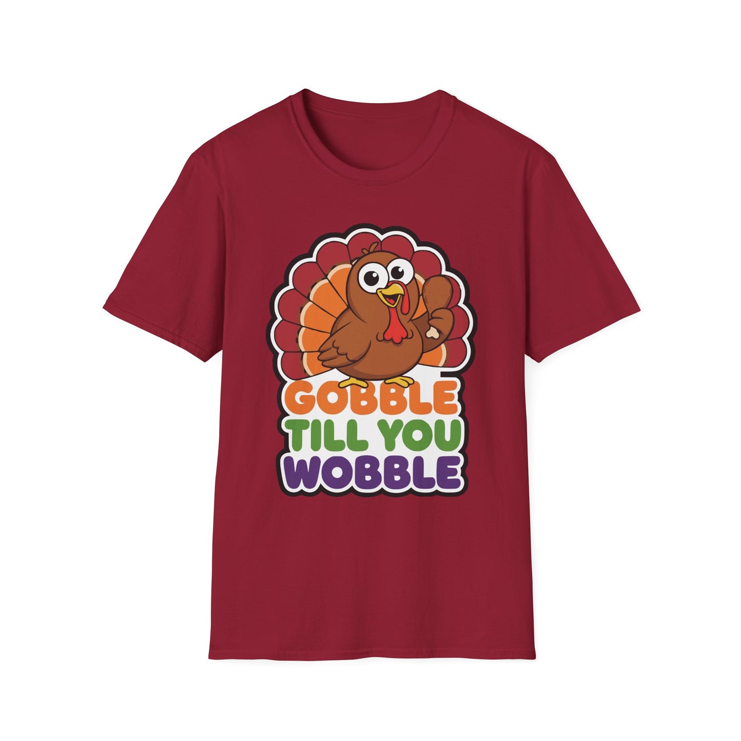 A048 - Gobble till You Wobble Humorous Thanksgiving Turkey T-Shirt