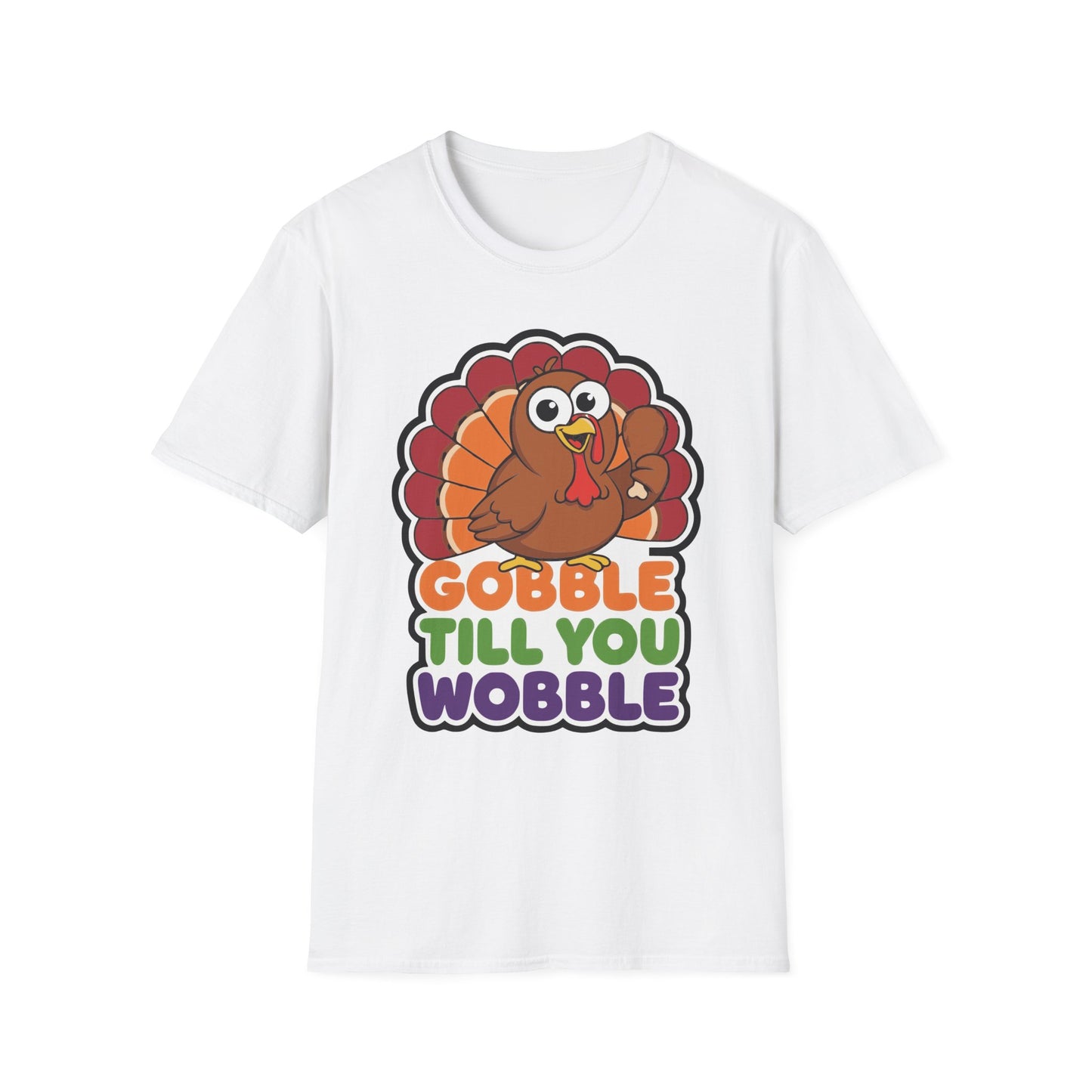 A048 - Gobble till You Wobble Humorous Thanksgiving Turkey T-Shirt