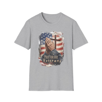 A042 - Pray for Our Veterans Christian Patriotic T-Shirt