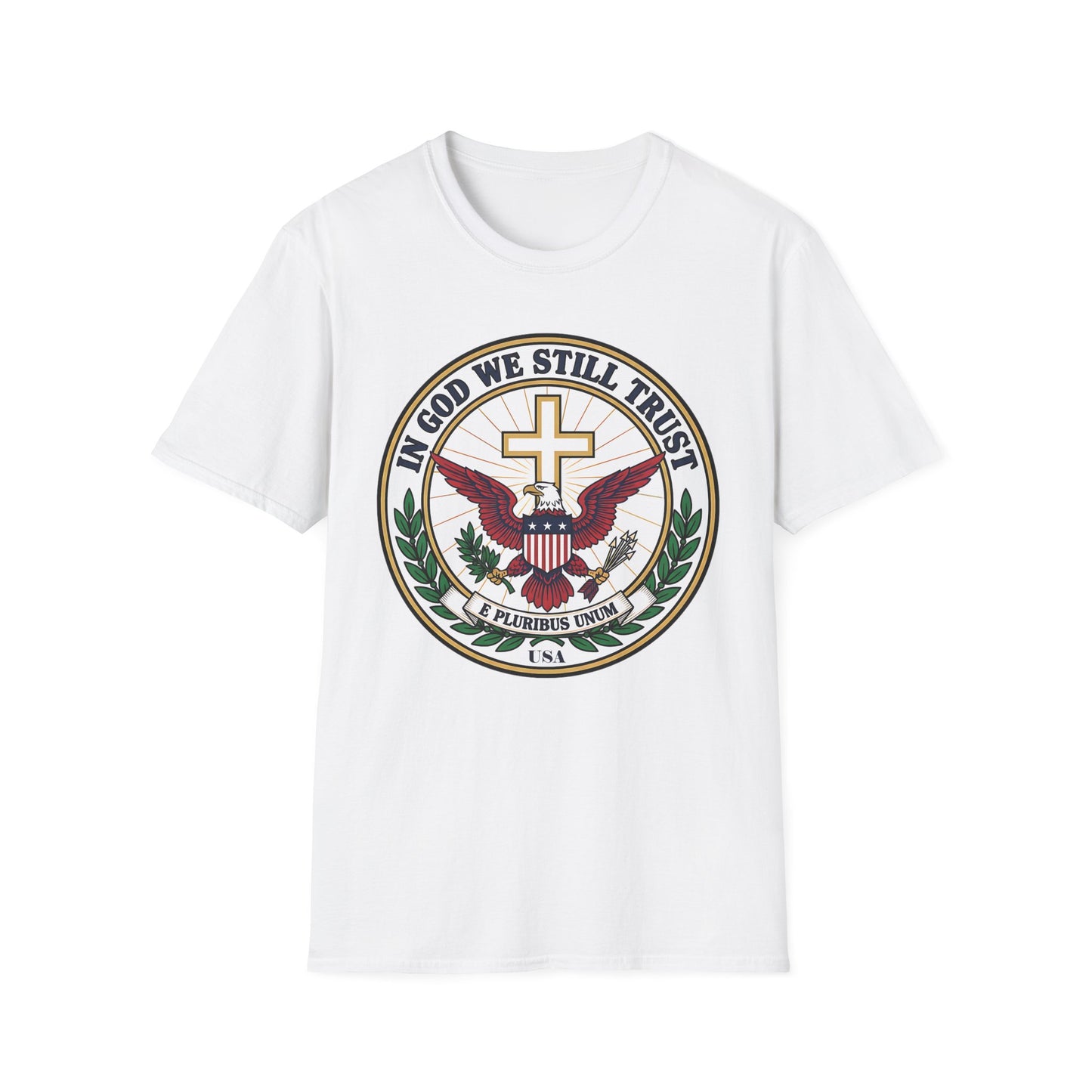 In God We Still Trust — Christian Eagle Cross Patriotic T-Shirt