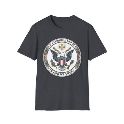USA 250 Years • Patriotic Presidential Seal T-Shirt • E Pluribus Unum • In God We Trust