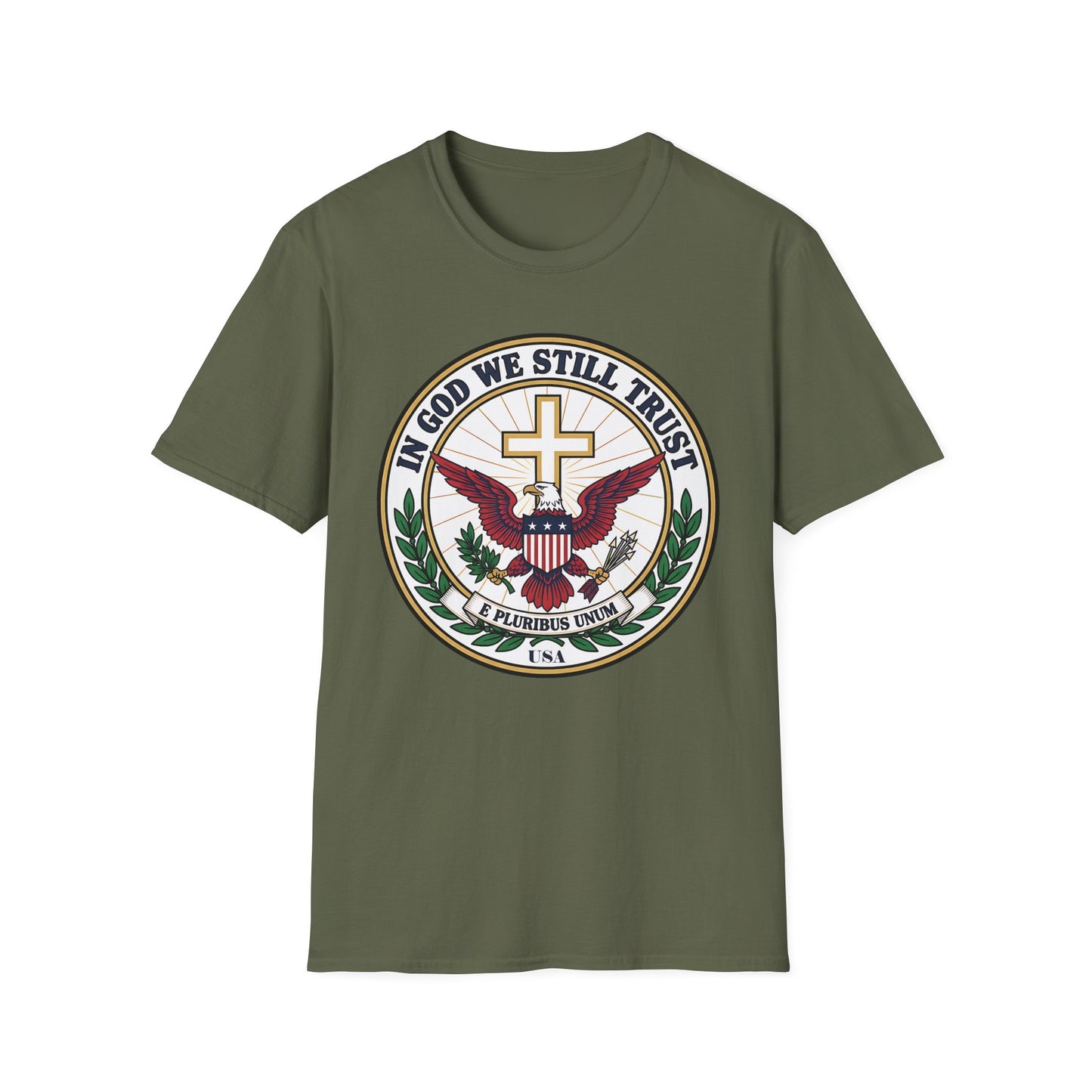 In God We Still Trust — Christian Eagle Cross Patriotic T-Shirt
