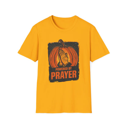 Powered by Prayer Pumpkin Unisex Graphic T-Shirt