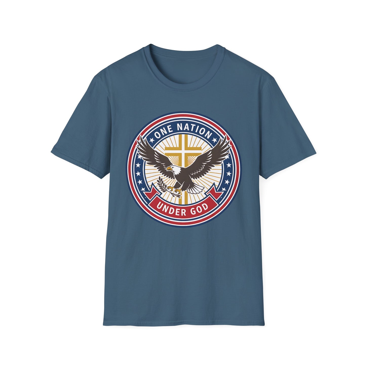 One Nation Under God Christian Patriotic Eagle Cross T-Shirt