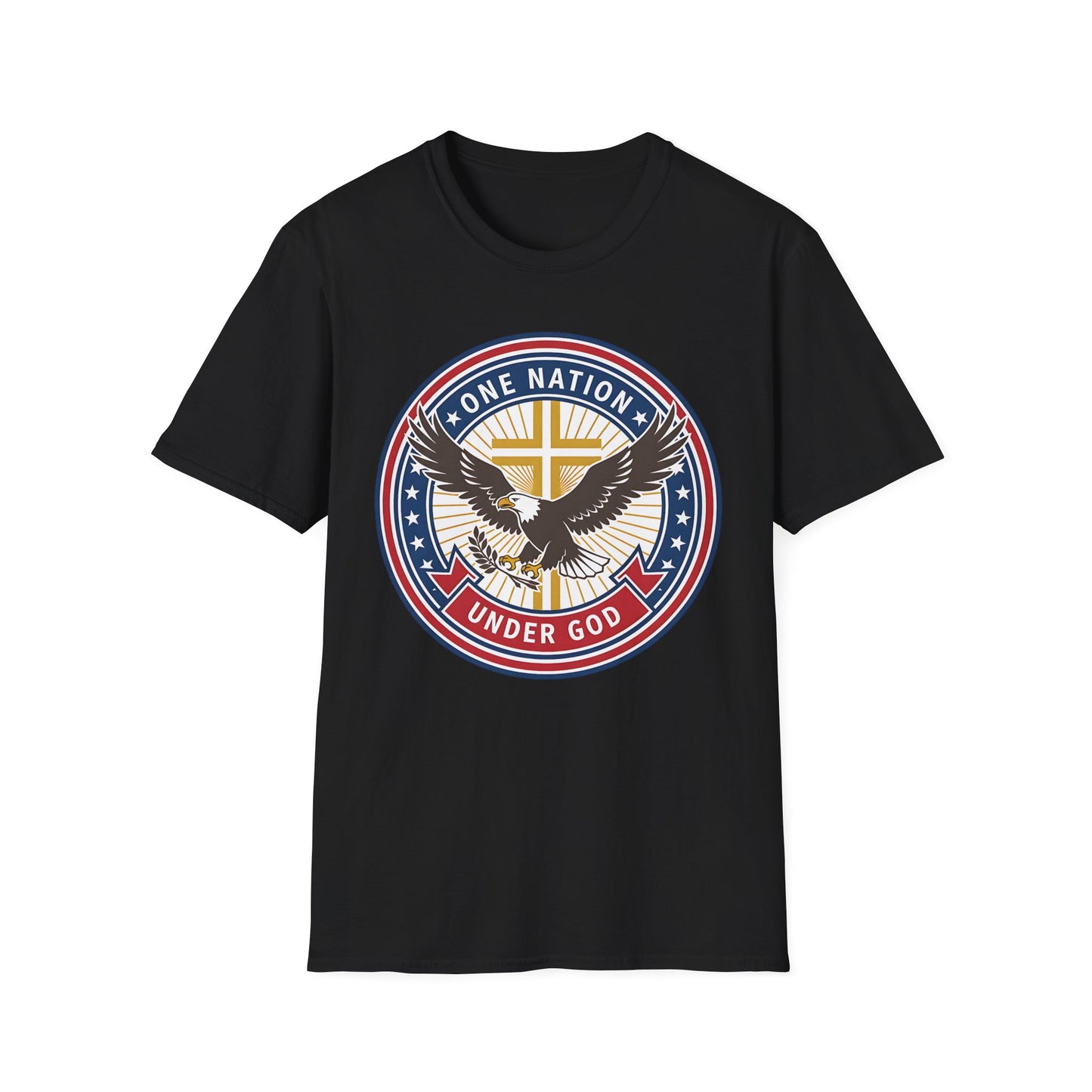 One Nation Under God Christian Patriotic Eagle Cross T-Shirt