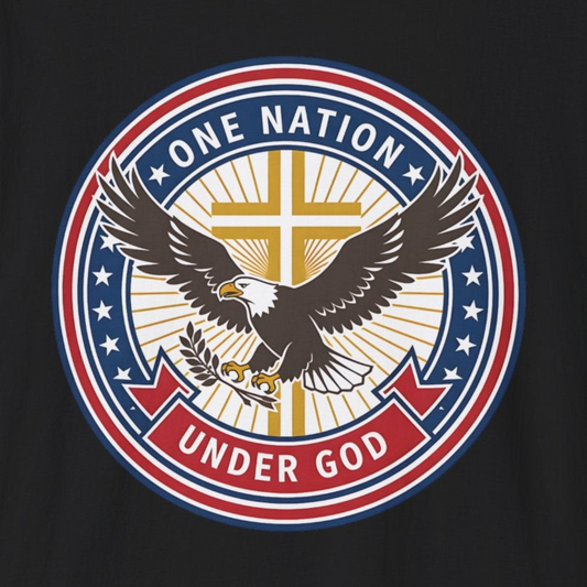 A161 - One Nation Under God Christian Patriotic Eagle Cross T-Shirt