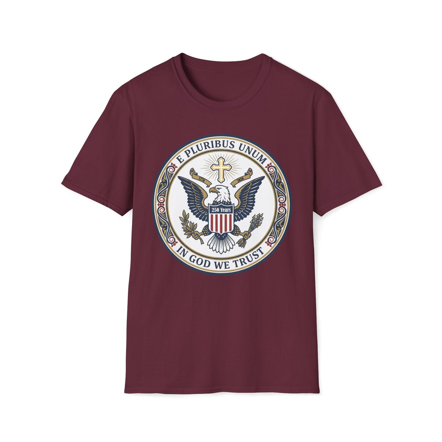 A175V2 - USA 250 Years • Patriotic Presidential Seal T-Shirt • E Pluribus Unum • In God We Trust
