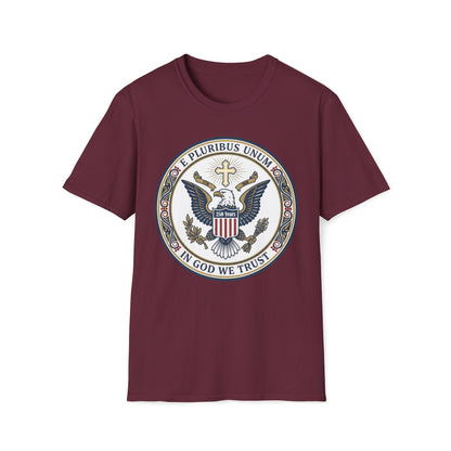 A175V2 - USA 250 Years • Patriotic Presidential Seal T-Shirt • E Pluribus Unum • In God We Trust