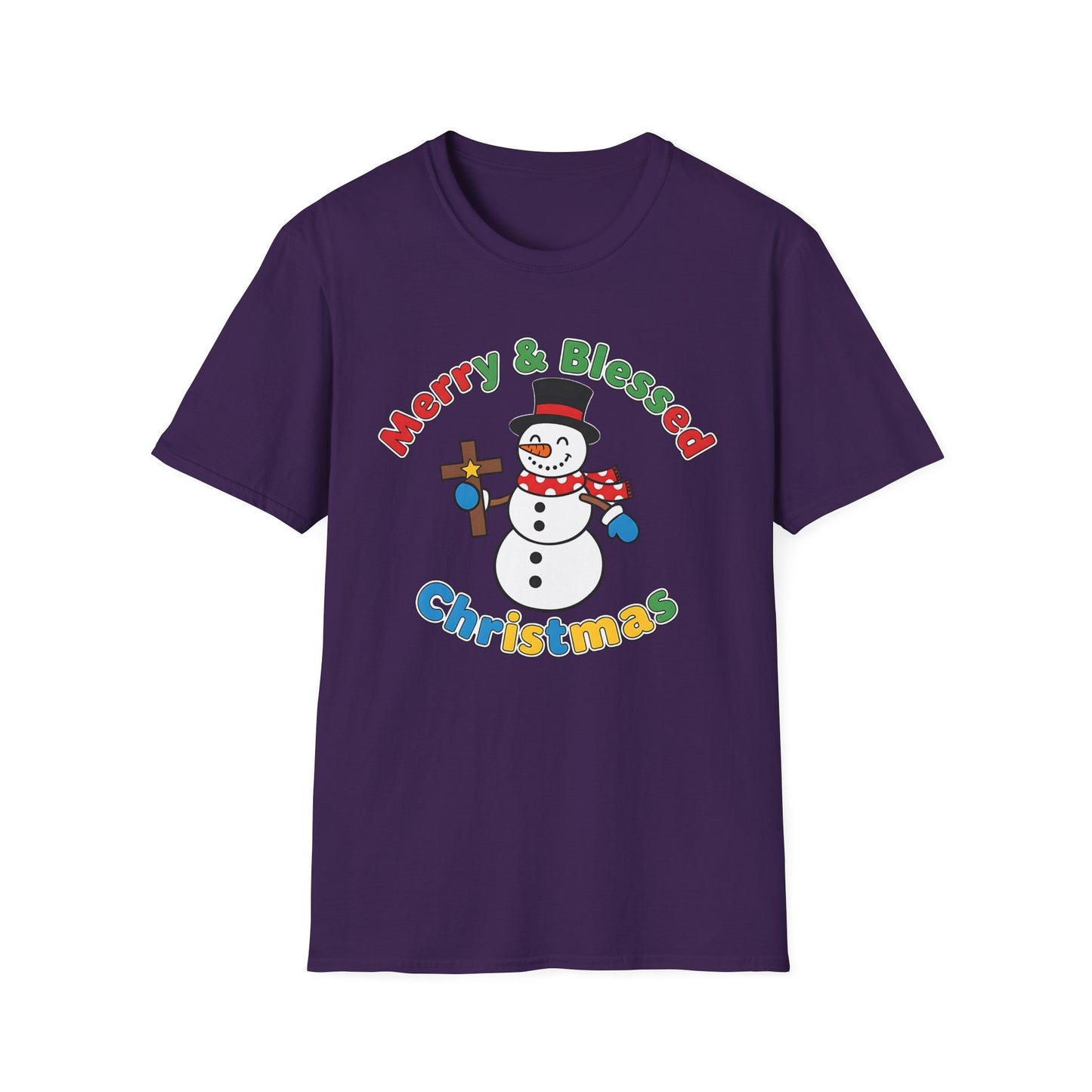 A081 - Merry and Blessed Christmas Snowman T-Shirt