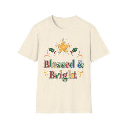 A084 - Blessed & Bright Unisex Softstyle Christian Christmas T-Shirt