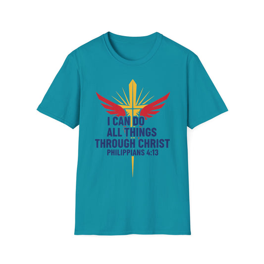 A114 - I Can Do All Things Through Christ Philippians 4:13 Christian Inspirational T-Shirt