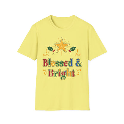 A084 - Blessed & Bright Unisex Softstyle Christian Christmas T-Shirt