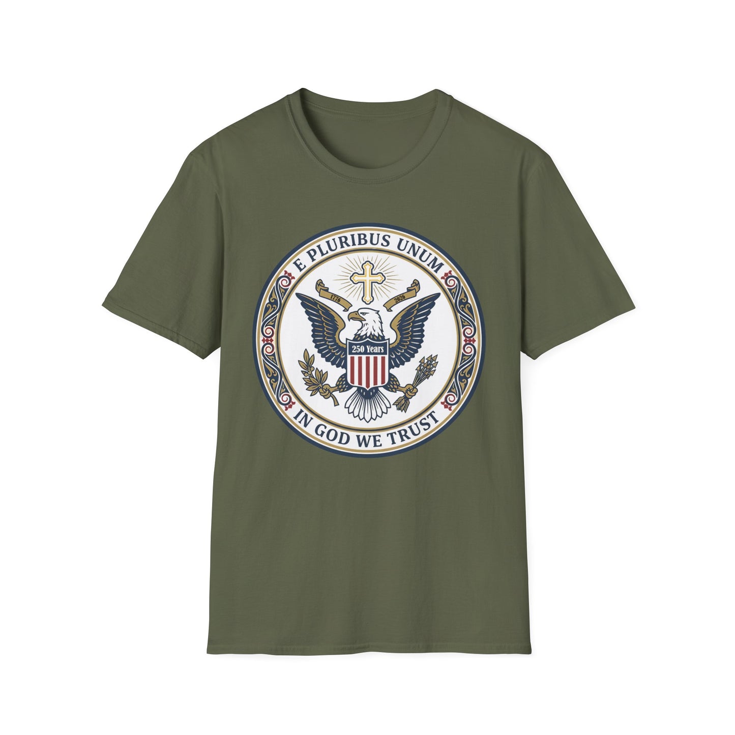 USA 250 Years • Patriotic Presidential Seal T-Shirt • E Pluribus Unum • In God We Trust