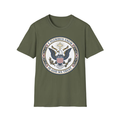 USA 250 Years • Patriotic Presidential Seal T-Shirt • E Pluribus Unum • In God We Trust