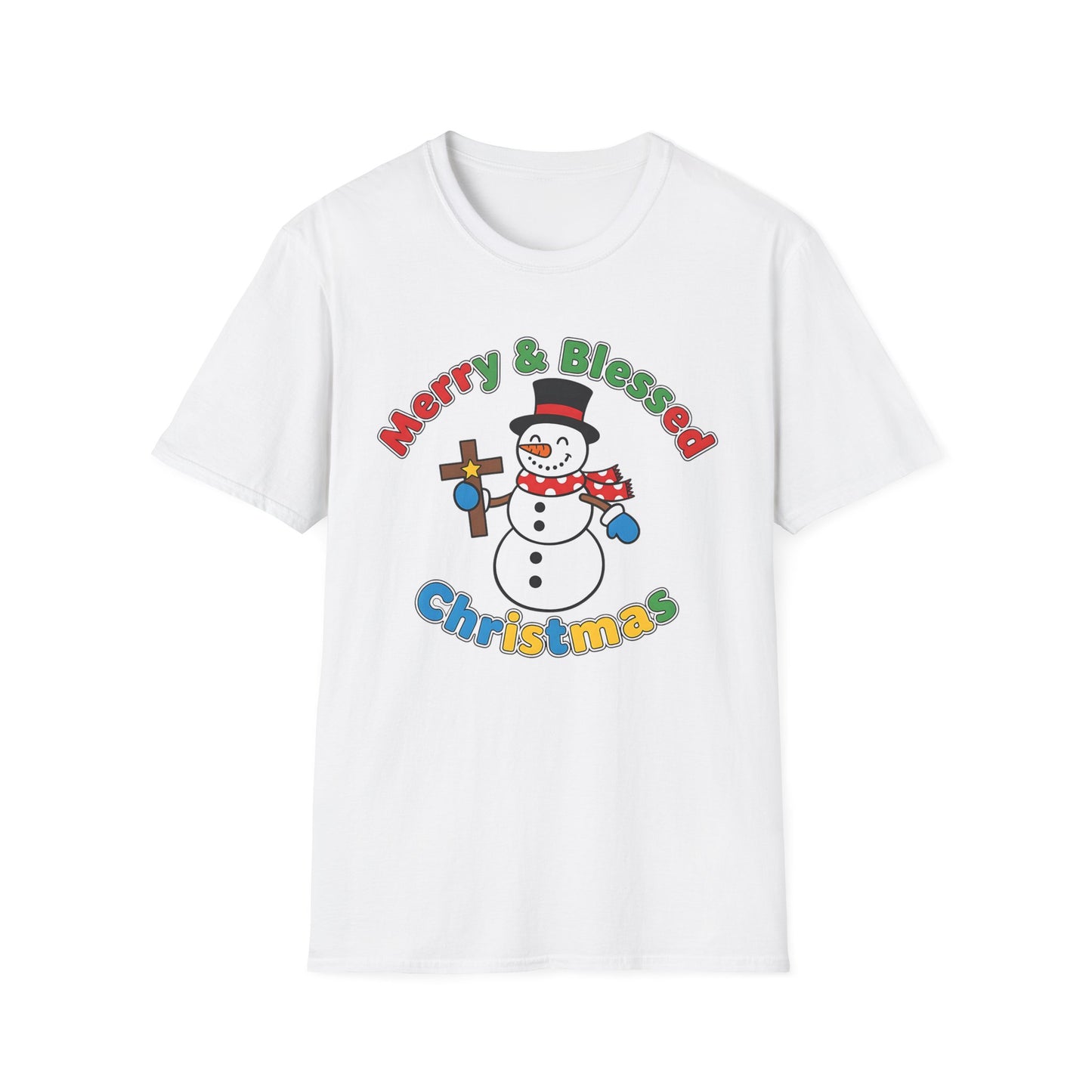 A081 - Merry and Blessed Christmas Snowman T-Shirt