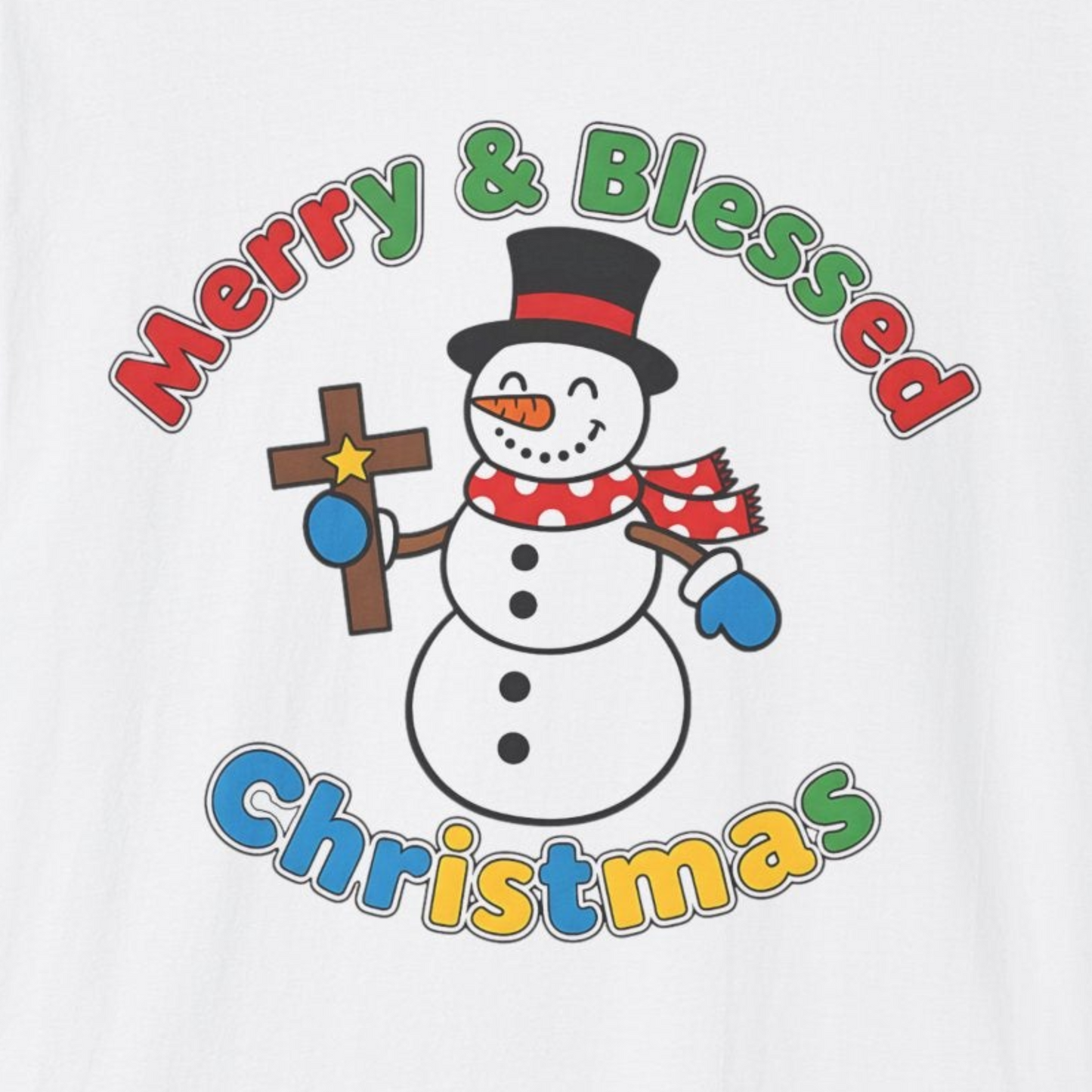 A081 - Merry and Blessed Christmas Snowman T-Shirt