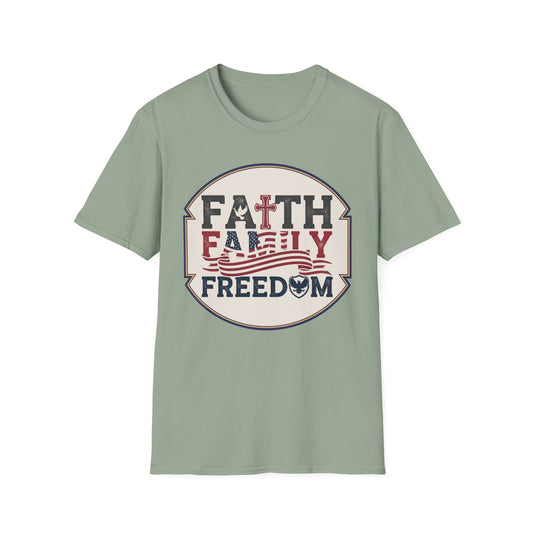 A172 - Faith Family Freedom T-Shirt — Patriotic Christian Tee