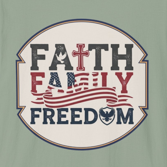 A172 - Faith Family Freedom T-Shirt — Patriotic Christian Tee