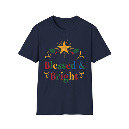 A084 - Blessed & Bright Unisex Softstyle Christian Christmas T-Shirt