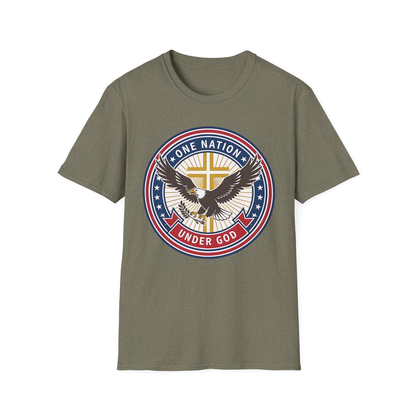 One Nation Under God Christian Patriotic Eagle Cross T-Shirt