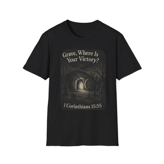 A034 - Grave Where Is Your Victory? Unisex Softstyle Inspirational Tee