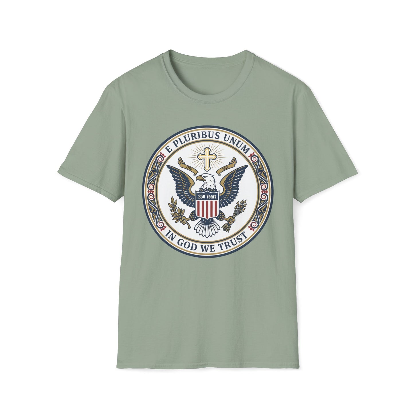 A175V2 - USA 250 Years • Patriotic Presidential Seal T-Shirt • E Pluribus Unum • In God We Trust