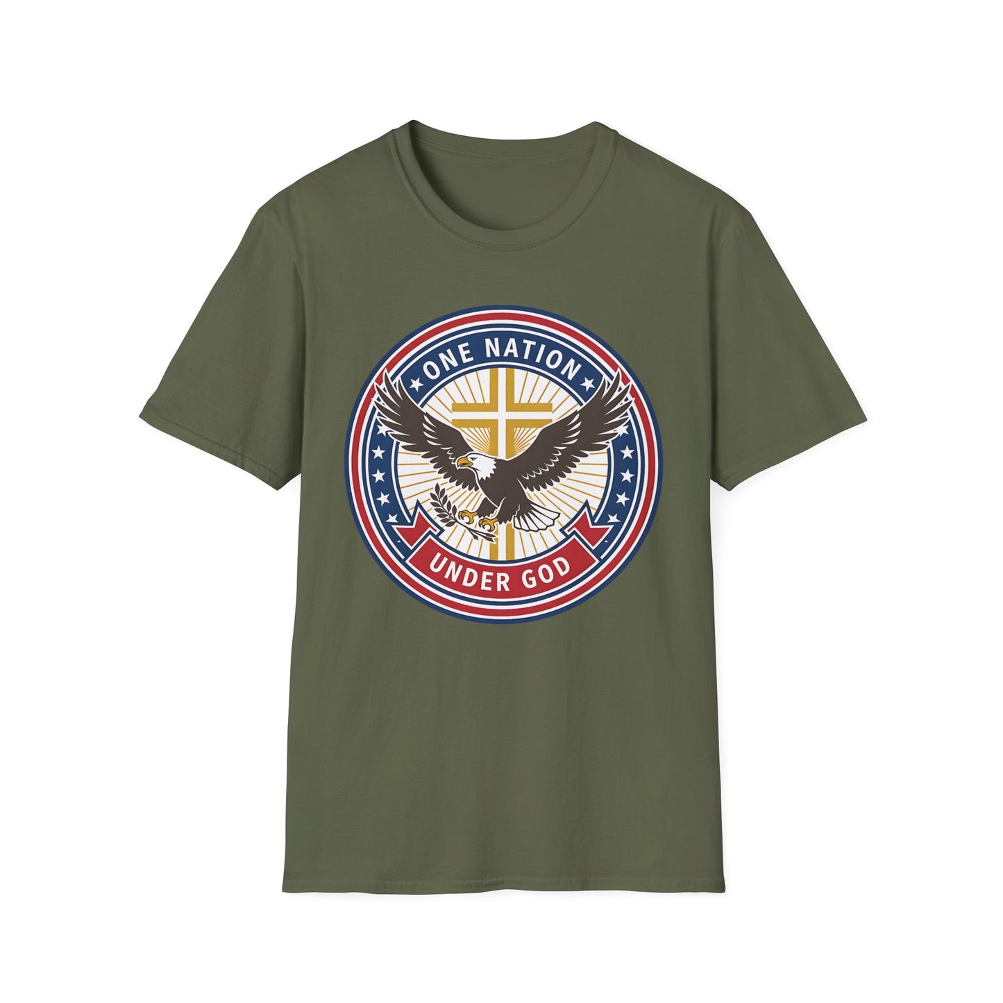 One Nation Under God Christian Patriotic Eagle Cross T-Shirt