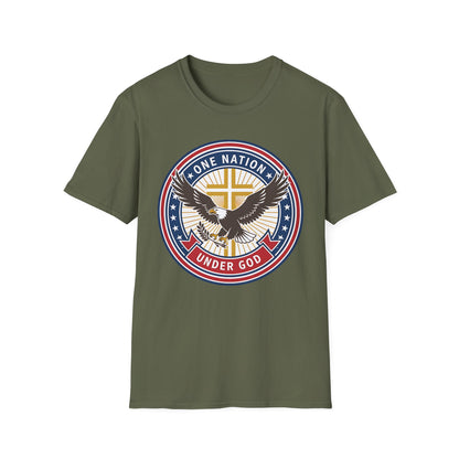 One Nation Under God Christian Patriotic Eagle Cross T-Shirt
