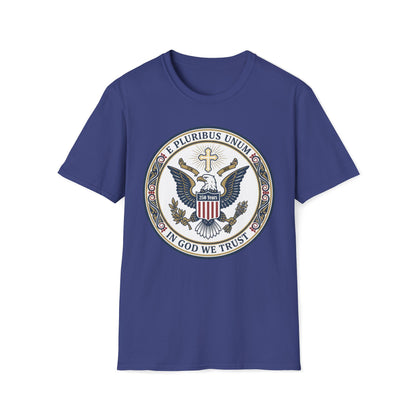 A175V2 - USA 250 Years • Patriotic Presidential Seal T-Shirt • E Pluribus Unum • In God We Trust