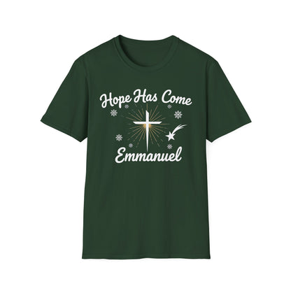 A067 - Hope Has Come Emmanuel Christian Christmas T-Shirt