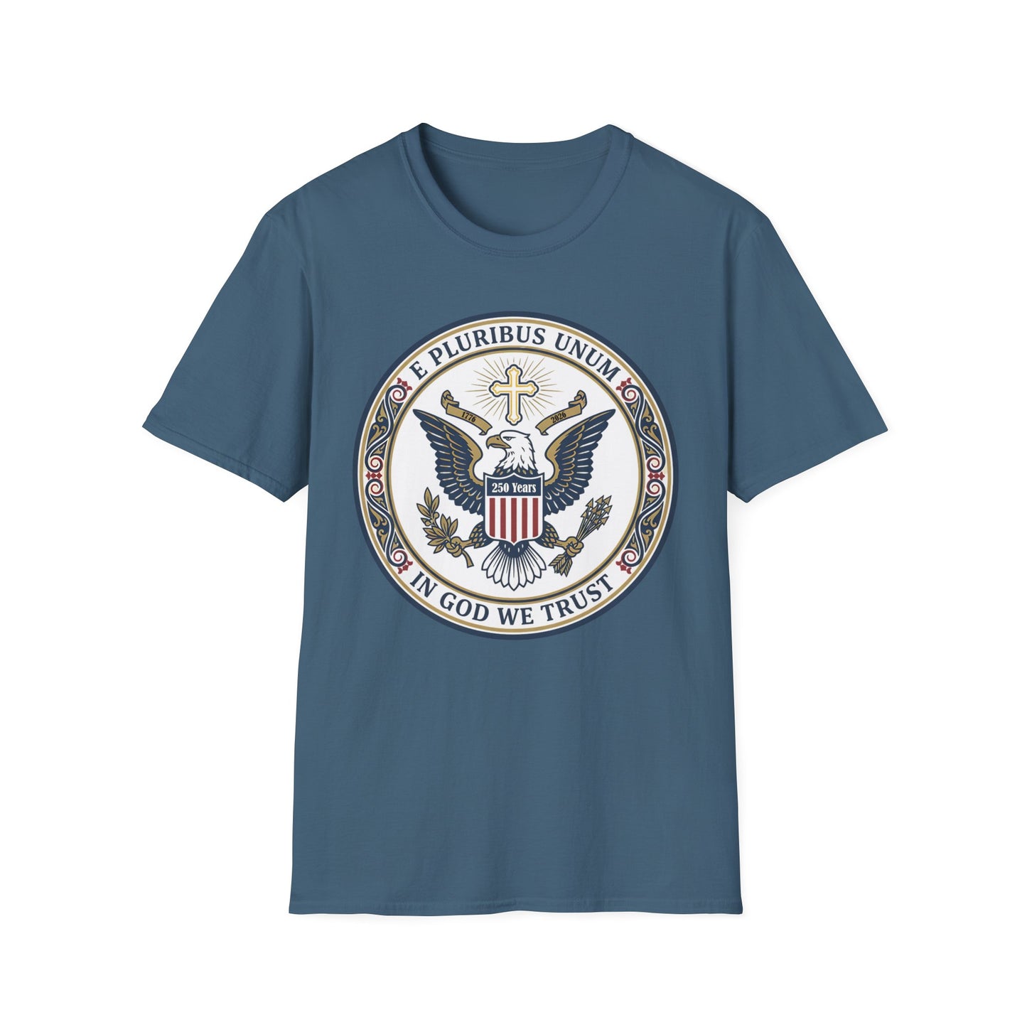 USA 250 Years • Patriotic Presidential Seal T-Shirt • E Pluribus Unum • In God We Trust