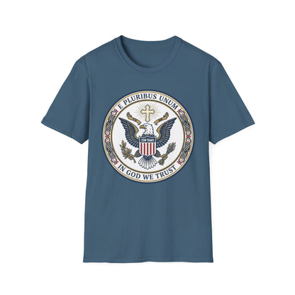 USA 250 Years • Patriotic Presidential Seal T-Shirt • E Pluribus Unum • In God We Trust