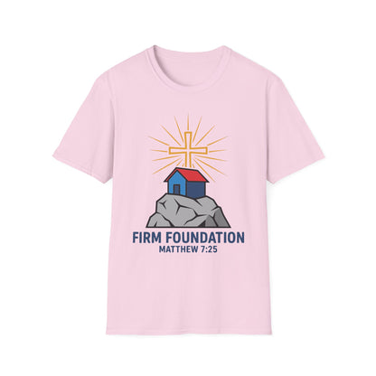 Firm Foundation Matthew 7:25 Inspirational Christian T-Shirt