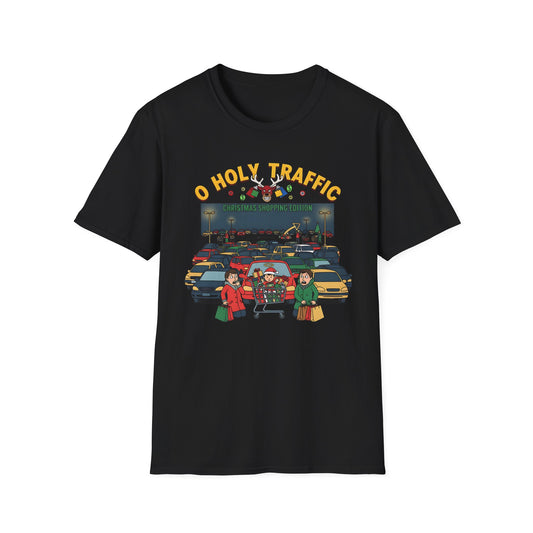 A108 - O Holy Traffic Christmas Shopping Edition Funny Holiday Tee