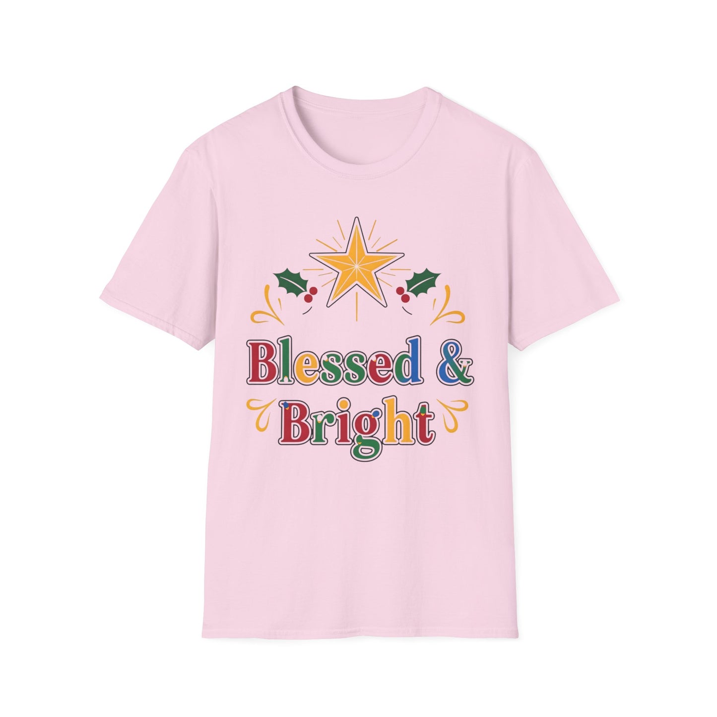 A084 - Blessed & Bright Unisex Softstyle Christian Christmas T-Shirt