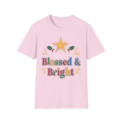 A084 - Blessed & Bright Unisex Softstyle Christian Christmas T-Shirt