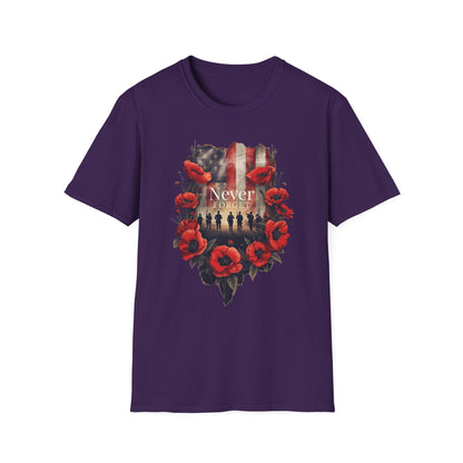 A045 - Never Forget - Memorial Day Tribute Remembrance T-Shirt