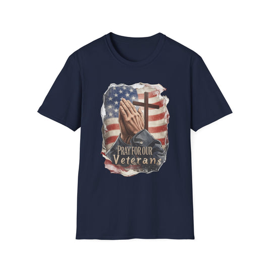 A042 - Pray for Our Veterans Christian Patriotic T-Shirt