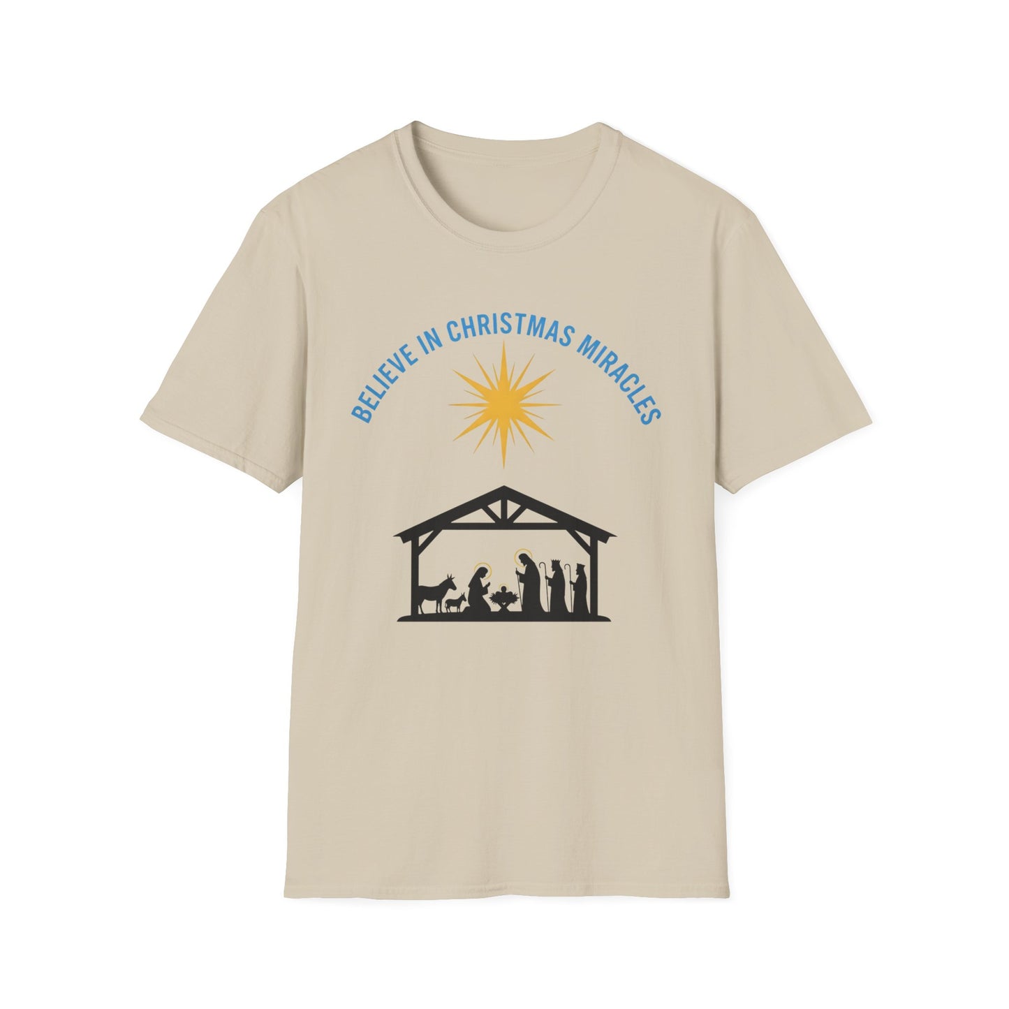 A066 - Believe in Christmas Miracles Christian Nativity T-Shirt