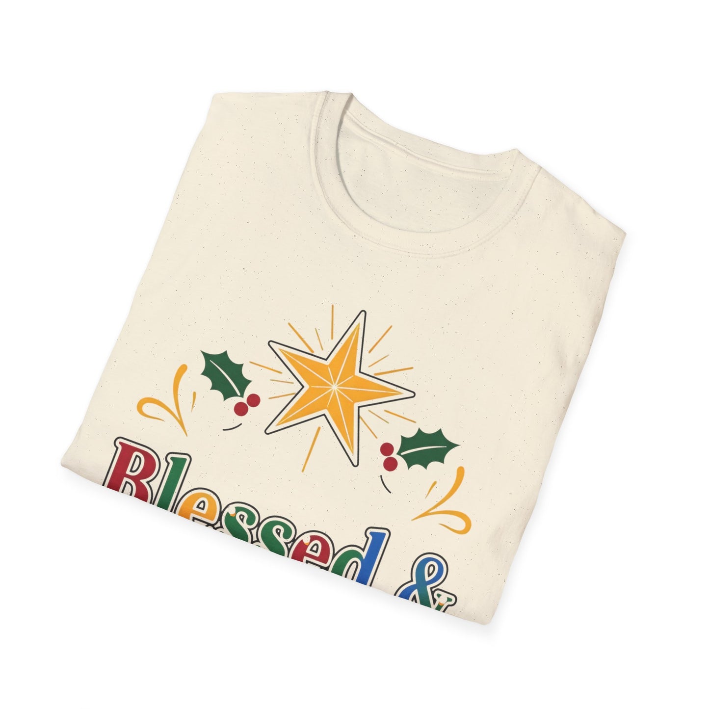 A084 - Blessed & Bright Unisex Softstyle Christian Christmas T-Shirt