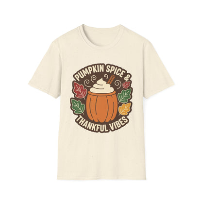 Pumpkin Spice & Thankful Vibes Autumn Fashion T-Shirt