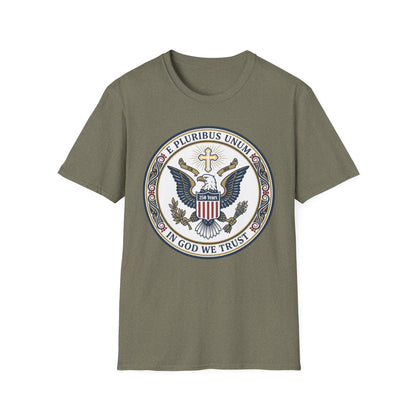 USA 250 Years • Patriotic Presidential Seal T-Shirt • E Pluribus Unum • In God We Trust