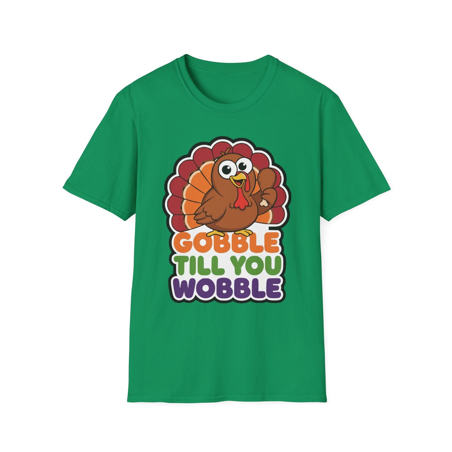 A048 - Gobble till You Wobble Humorous Thanksgiving Turkey T-Shirt