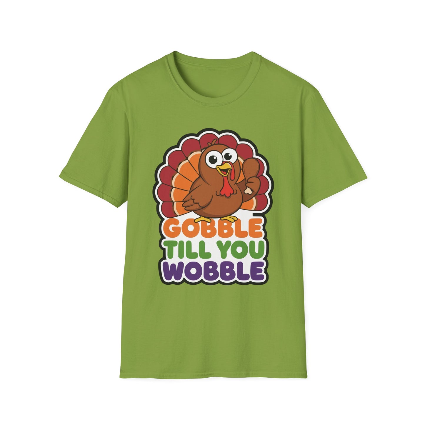 A048 - Gobble till You Wobble Humorous Thanksgiving Turkey T-Shirt
