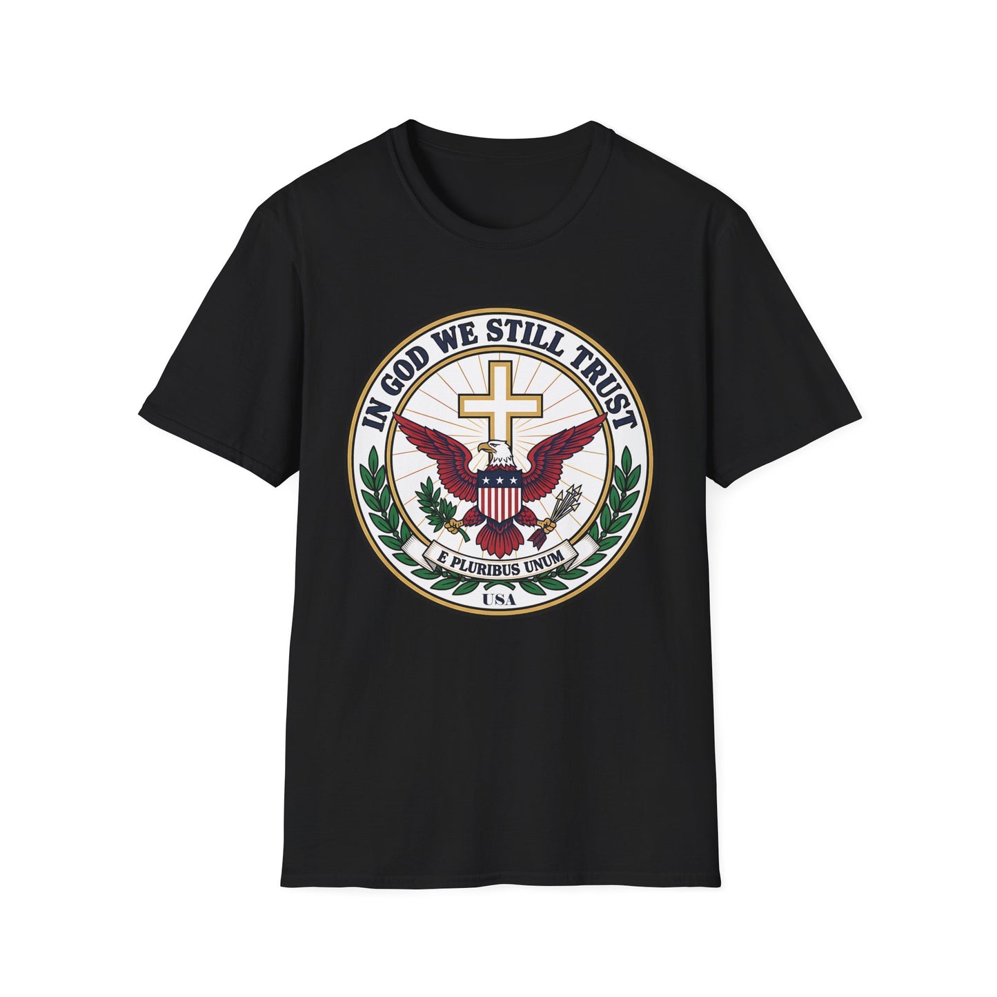 In God We Still Trust — Christian Eagle Cross Patriotic T-Shirt