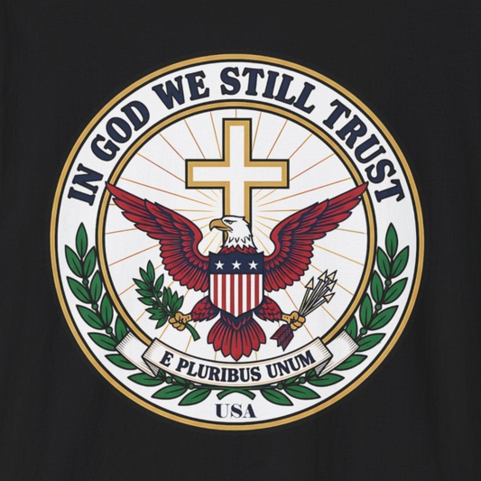 A166 - In God We Still Trust — Christian Eagle Cross Patriotic T-Shirt