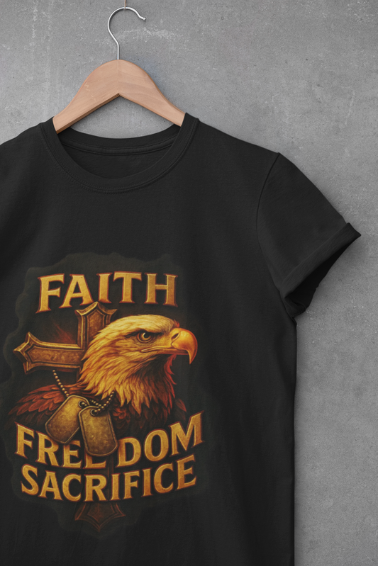 Faith Freedom Sacrifice Unisex Christian Patriotic T-Shirt